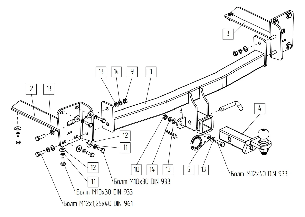 Фаркоп TowRus для Volkswagen Teramont 2022-2026 269092 в Воронеж