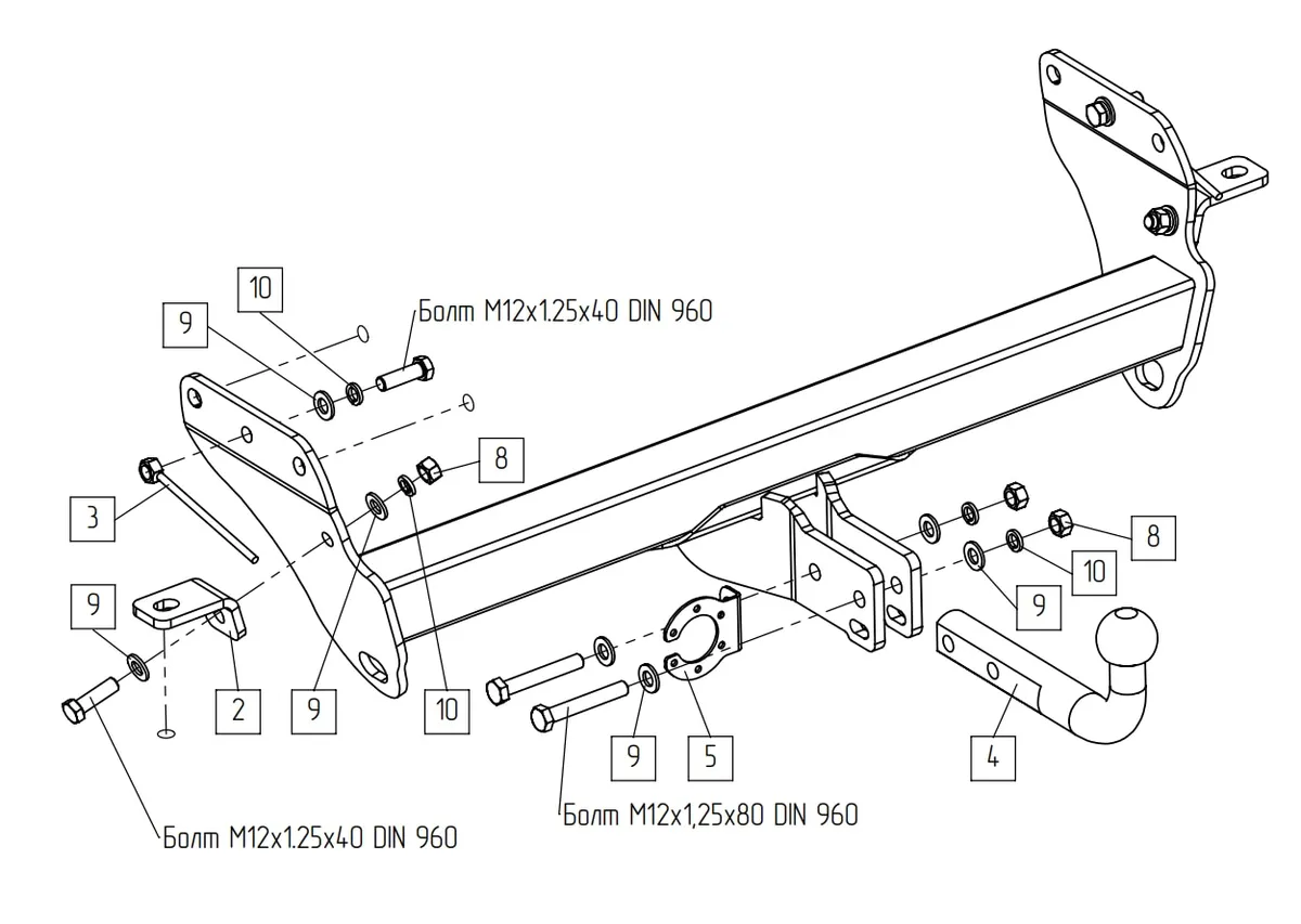 Фаркоп Baltex для Jeep Grand Cherokee 2010-2022 Арт. 049115 049115 в Воронеж