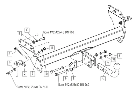 Фаркоп Baltex для Jeep Grand Cherokee 2010-2022 Арт. 049115 049115 в Воронеж